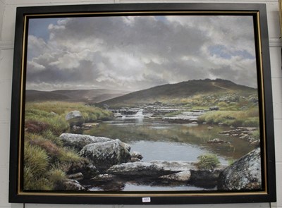 Lot 1053 - British School (Contemporary) "Moorland Falls"...