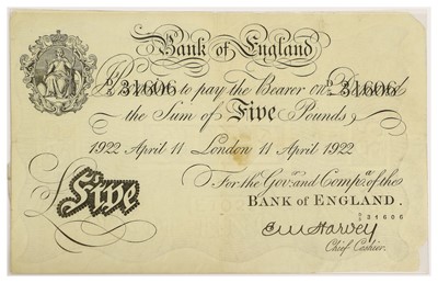 Lot 440 - Bank of England, Five Pounds, London, 11 April...