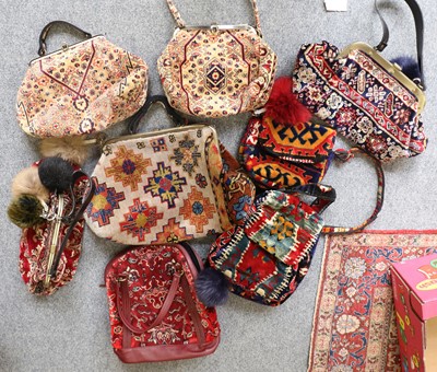 Lot 1075 - Assorted Modern Carpet Bag Style Handbags,...