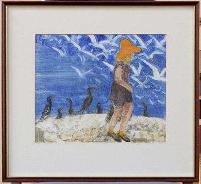 Lot 1042 - Richard Hobson (1945-2004) Figure on beach...