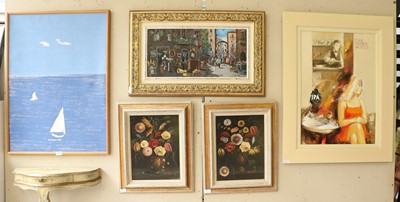 Lot 1063 - A collection of contemporary furnishing oils,...