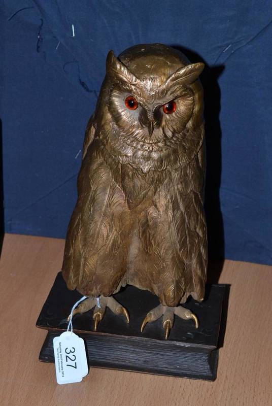 Lot 327 - Cast owl on book box