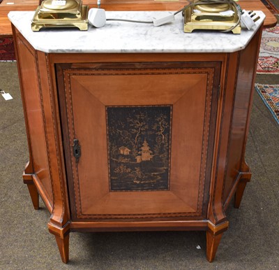 Lot 1362 - A Marble Topped Satinwood Side Cabinet, with...