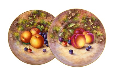 Lot 559 - A Pair of Royal Worcester Porcelain Plates, by...