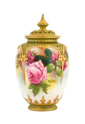 Lot 552 - A Royal Worcester Porcelain Pot Pourri Vase...