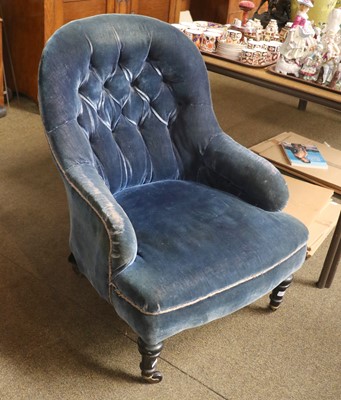 Lot 1323 - A Victorian Blue Upholstered Chair, with...