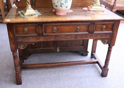 Lot 1217 - A Siesta Jacobean Style Oak Side Serving Table,...