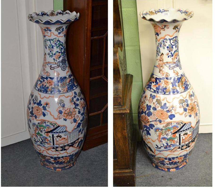 Lot 338 - Large pair of modern Japanese vases