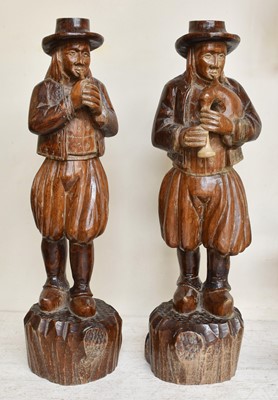 Lot 160 - A Pair of Hand Carved Breton Figures, late...