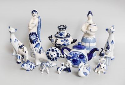 Lot 215 - A Quantity of Gzhel Porcelain Models, and...