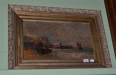 Lot 353 - Gilt framed oil on canvas, coastal scene