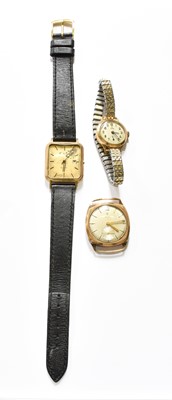 Lot 490 - A 9 Carat Gold Cushion Shaped Tudor Wristwatch,...