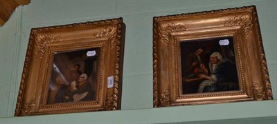 Lot 358 - Pair oil paintings figurative subjects, German 19th century copies of 17th century subjects