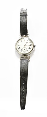 Lot 458 - An Oversized Enamel Dial Wristwatch, movement...