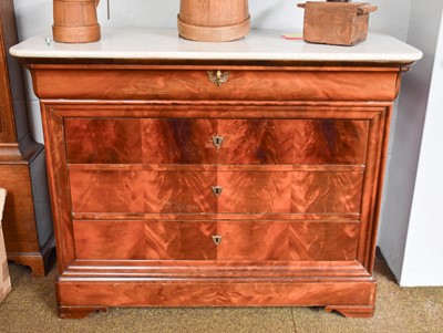 Lot 1279 - A Continental Fruitwood Marble Topped Chest of...