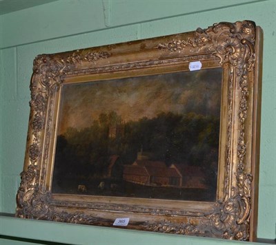Lot 365 - English School, early 19th century, South Cave Castle with cattle grazing nearby, oil on canvas