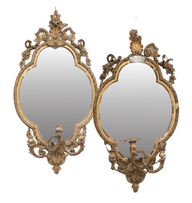 Lot 689 - A Pair of Victorian Gilt and Gesso Girandole...