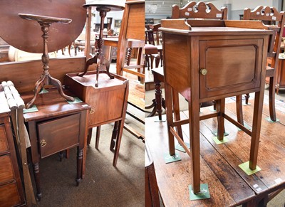 Lot 1296 - Three Various Georgian Mahogany Washstands,...