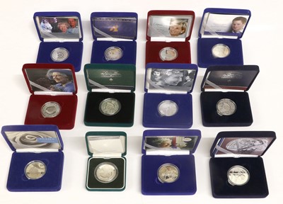 Lot 390 - Assorted Royal Mint Silver Proof Crowns, 12 in...