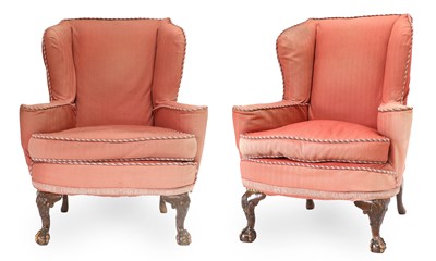 Lot 715 - A Pair of Wing Armchairs in George I Style,...