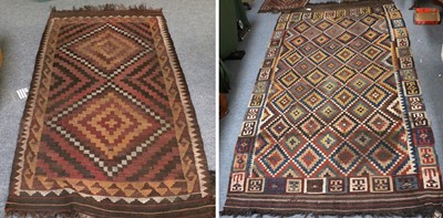 Lot 1140 - Large Maimana Kilim, the stepped polychrome...