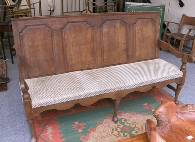 Lot 1234 - George III Four Panel Oak Settle, 184cm by...