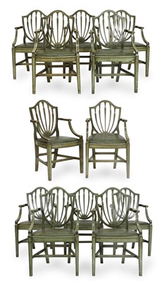 Lot 742 - A Harlequin Set of Twelve Green-Painted...