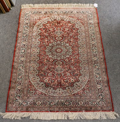 Lot 1231 - Chinese Silk Rug, the burgundy field of vines...