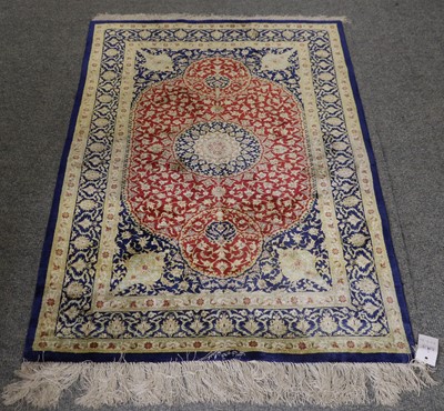 Lot 1215 - Modern Silk Rug, probably Chinese, the...