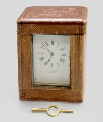 Lot 45 - A French Brass Carriage Timepiece, retailed by...