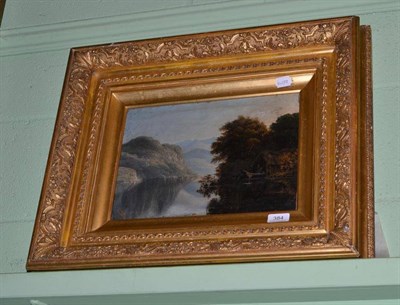 Lot 384 - 19th century English School, mountain landscape, oil on canvas