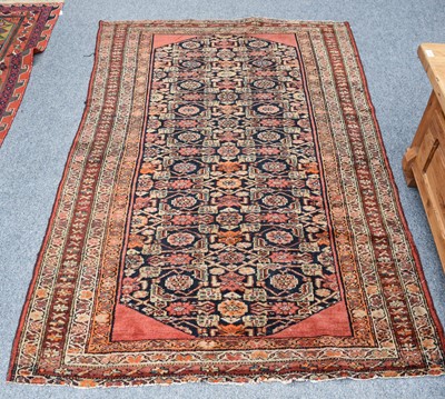 Lot 1160 - Kurdish Rug, the charcoal Herati field framed...