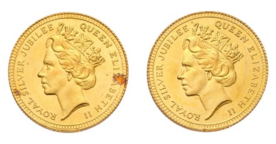 Lot 285 - 2x Elizabeth II, Royal Silver Jubilee Gold...