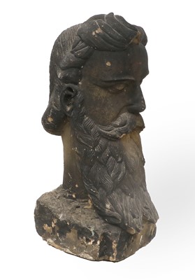 Lot 234 - A Victorian Carved Stone Bust of a Bearded God,...