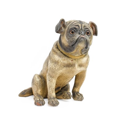 Lot 204 - An Austrian Cold-Painted Terracotta Pug, early...