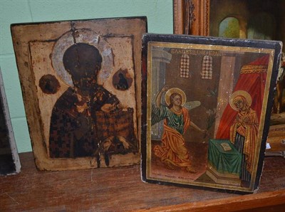 Lot 393 - Pair of Russian icons on panel