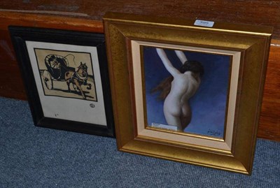 Lot 395 - **Hodgkins, ";Nattkte"; - signed oil on canvas, study of a nude 24cm x 19.5cm together with...