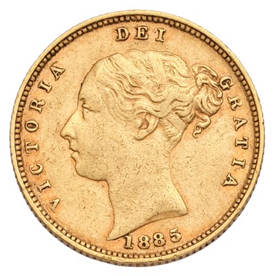 Lot 208 - Victoria, Half Sovereign 1885, rev. crowned...