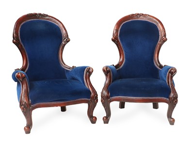 Lot 1224 - A Pair of Victorian Carved Mahogany Framed...