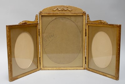 Lot 218 - A Gilt Triptych Photograph Frame, early 20th...