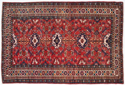 Lot 718 - Ardebil Rug Circa 1950 The tomato red field...