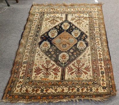 Lot 1165 - Kashgai Rug, the deep indigo lozenge field of...