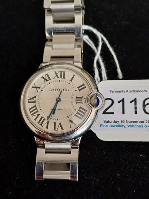 Lot 2116 - Cartier: A Stainless Steel Automatic Centre...