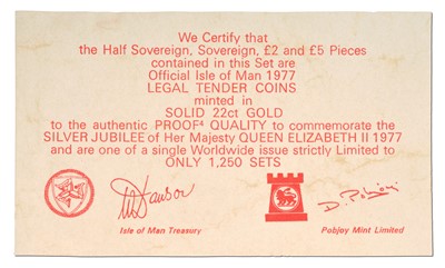Lot 297 - Isle of Man, Four Coin Sovereign Set 1977,...