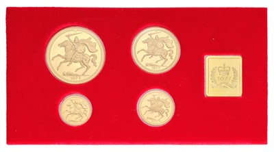 Lot 297 - Isle of Man, Four Coin Sovereign Set 1977,...