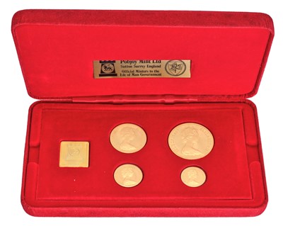 Lot 297 - Isle of Man, Four Coin Sovereign Set 1977,...