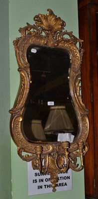 Lot 428 - A 19th century gilt framed wall mirror with girandoles