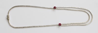 Lot 249 - A Ruby Necklace, the white articulated brick...