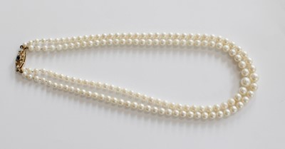 Lot 195 - A Two Row Cultured Pearl Necklace, with a...