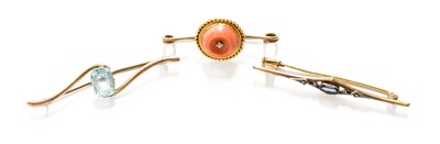 Lot 473 - A Coral and Diamond Brooch, length 4.5cm; and...